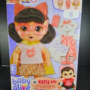 Hasbro Baby Alive Super BFF Katie Cat Black Haired Dress Up Baby Doll NIB